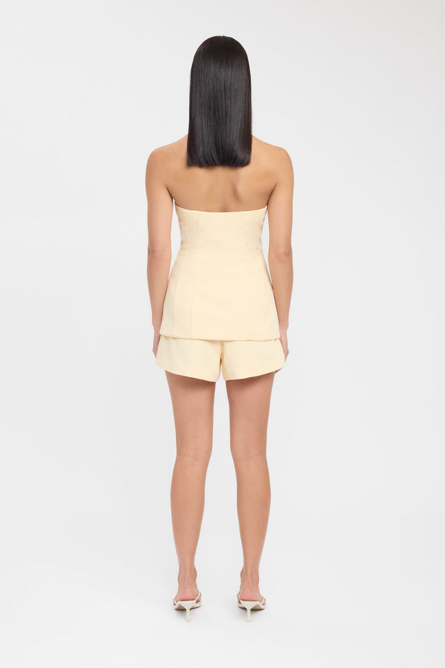 back Oyster Strapless Button Top Kookai Fitted Straight Sleeveless Womens-Blouse 