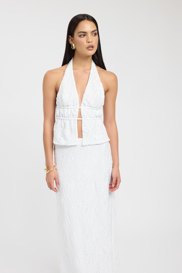 front Fifi Tie Top Kookai Fitted Plungeneck Sleeveless Womens-Blouse 