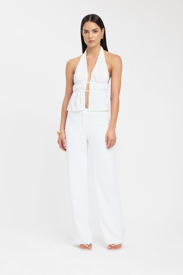 side Fifi Tie Top Kookai Fitted Plungeneck Sleeveless Womens-Blouse 