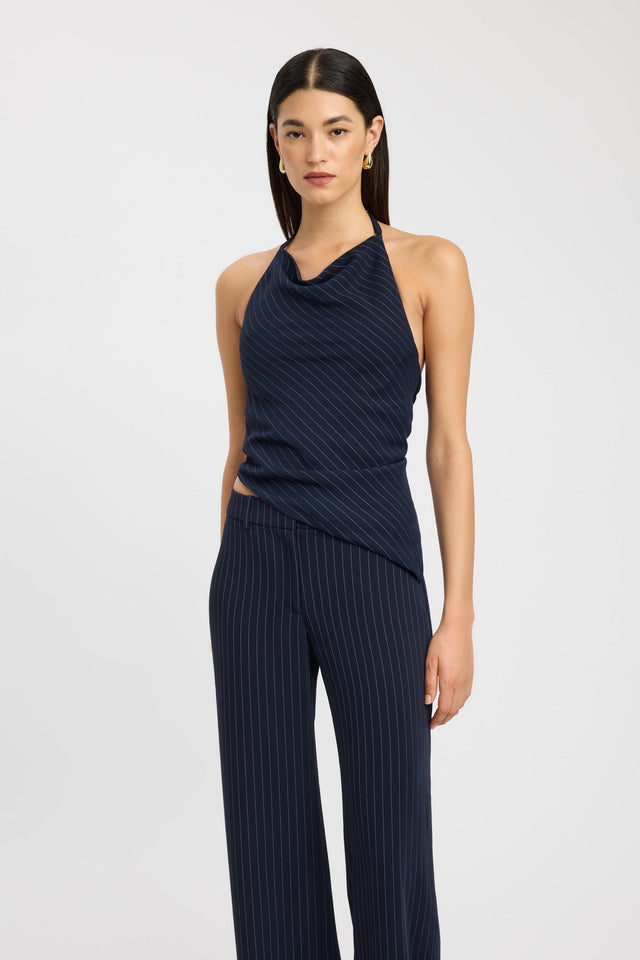 side Oslo Open Back Top Kookai Fitted Cowlneck Sleeveless Womens-Blouse 
