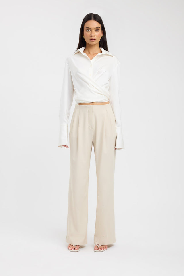 front Palermo Shirt Kookai Relaxed V-neck Long sleeve Womens-Blouse 
