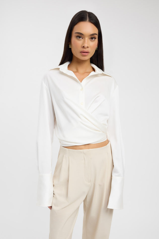 side Palermo Shirt Kookai Relaxed V-neck Long sleeve Womens-Blouse 