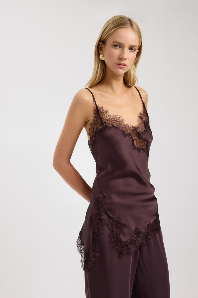 side Palermo Lace Top Kookai Fitted V-neck Sleeveless Womens-Blouse 