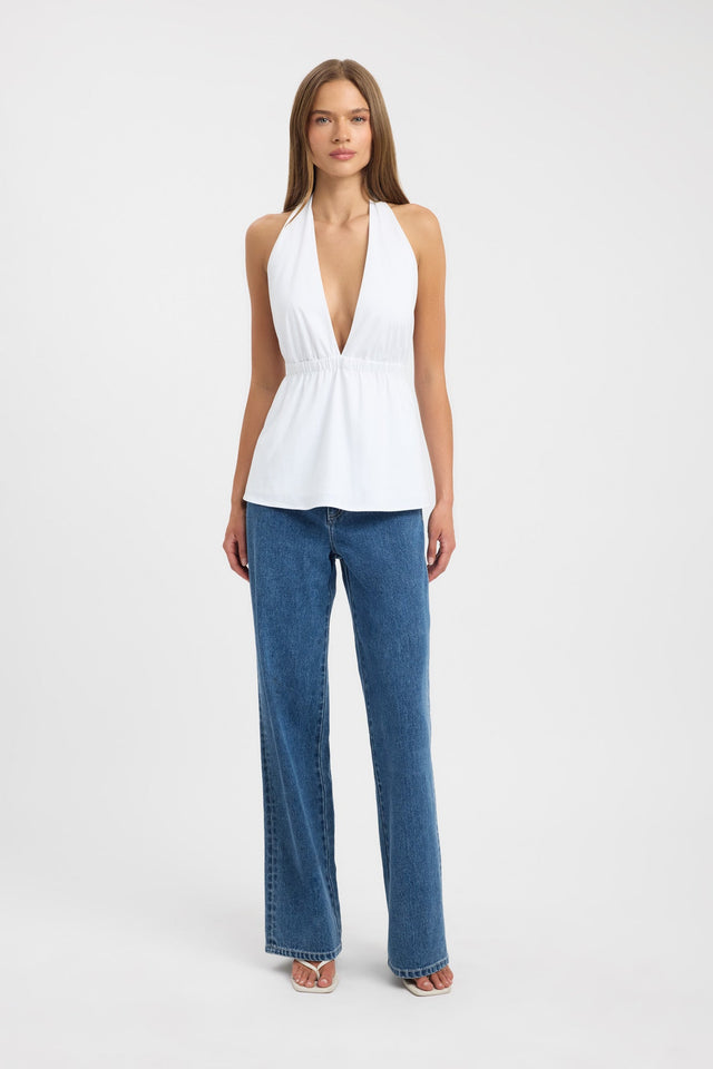side Solana Plunge Top Kookai Fitted V-neck Sleeveless Womens-Blouse 