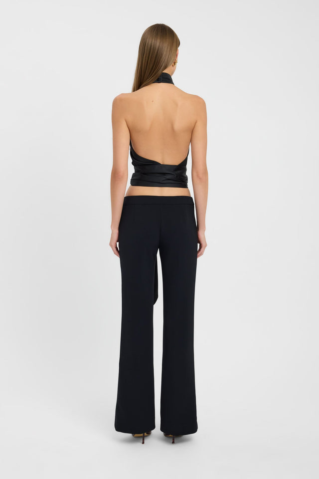 Palermo Wrap Top womens-blouse in black with fitted high-neck sleeveless back