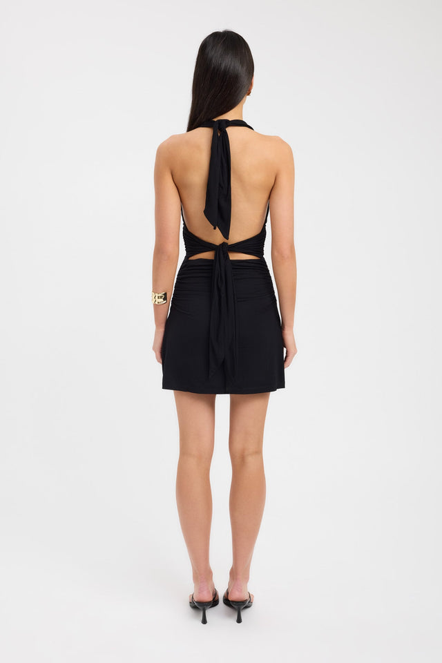 back Leni Mini Dress Kookai Bodycon Mini Fitted Plungeneck grey womens-dresses 