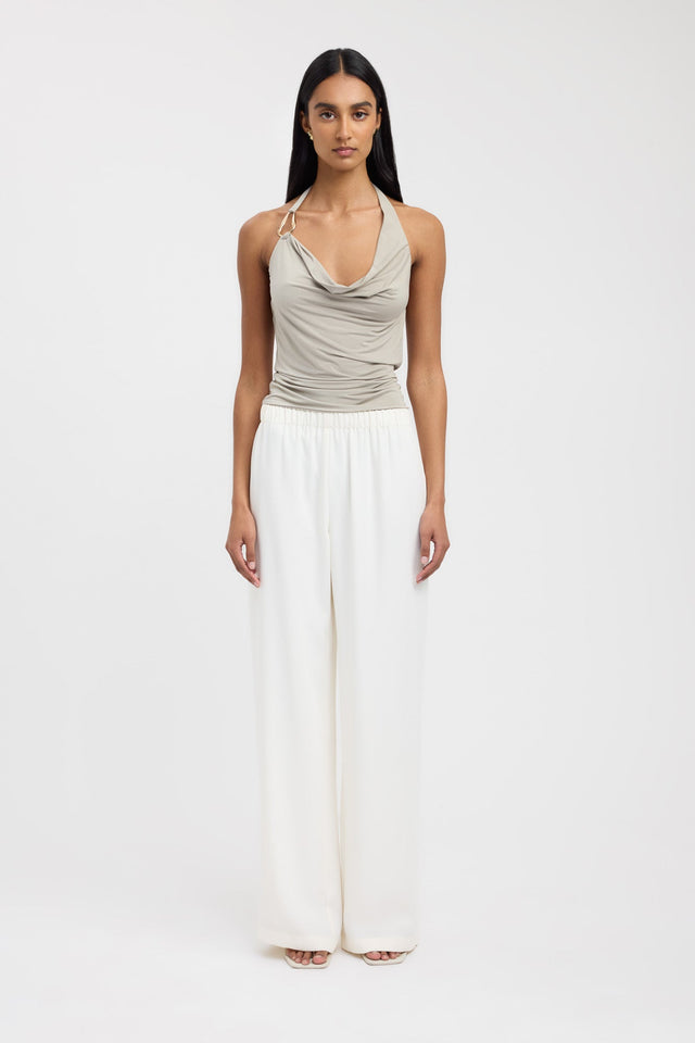 side Char Cowl Top Kookai Fitted Cowlneck Sleeveless Womens-Blouse 
