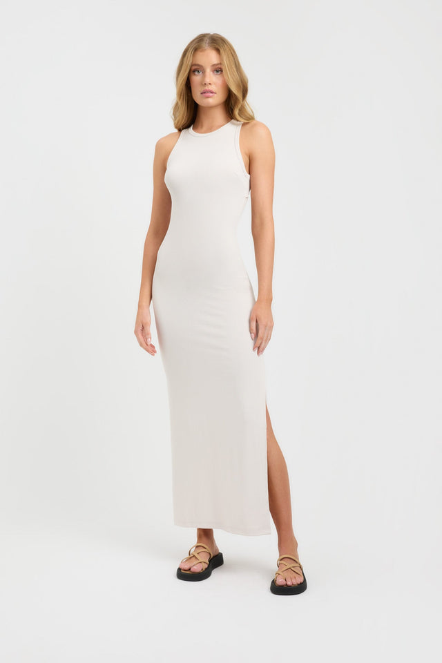 product Dallas Dress Kookai Straight Maxi Fitted Roundneck white womens-dresses 