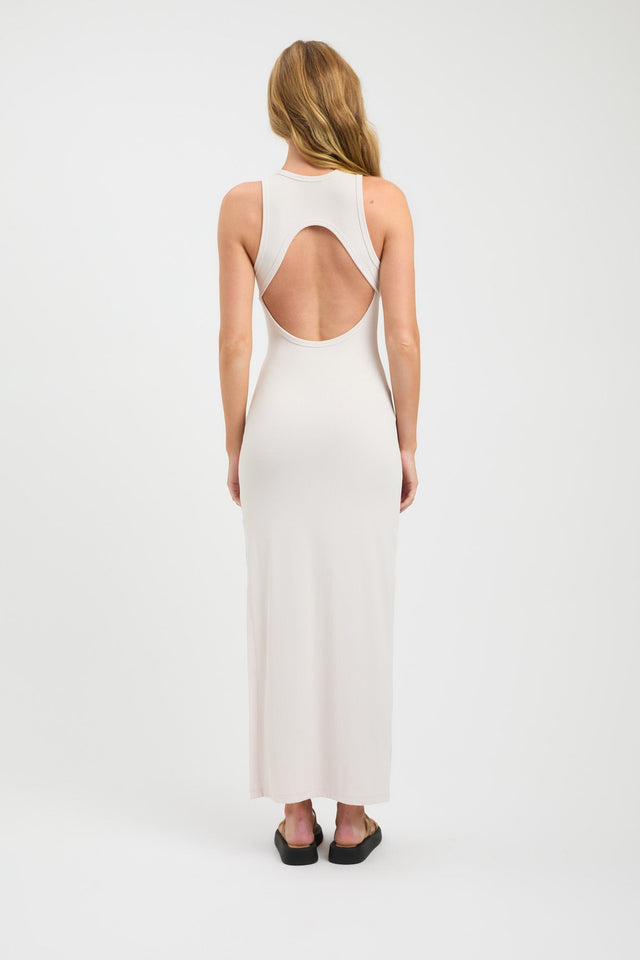 product Dallas Dress Kookai Straight Maxi Fitted Roundneck white womens-dresses 