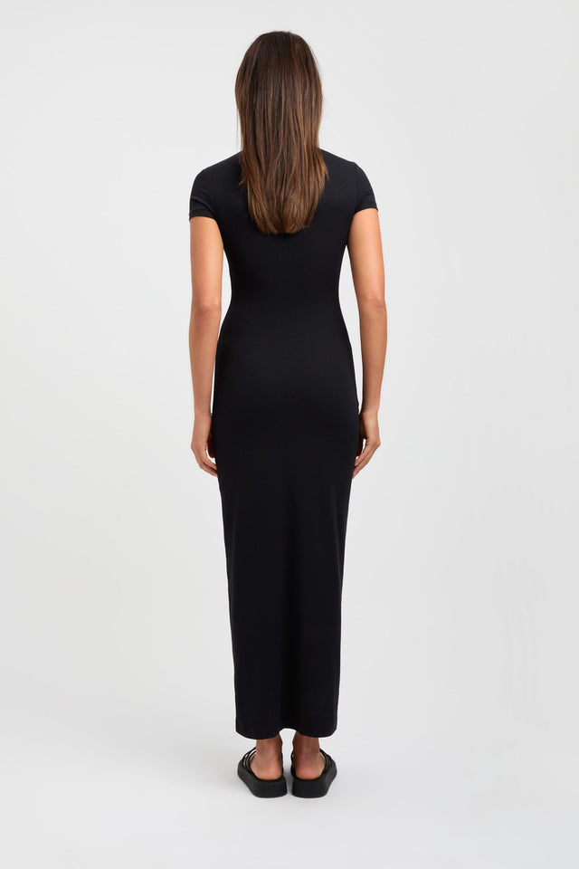 front Lani Midi Dress Kookai Straight Midi Fitted Roundneck white womens-dresses 