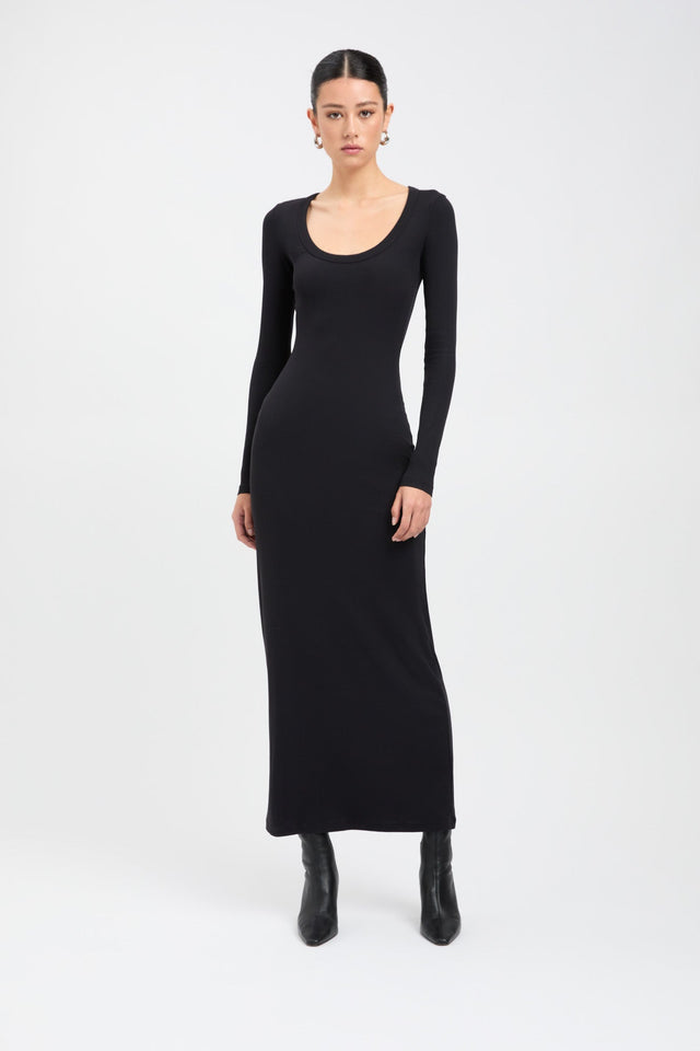 product Sophie Long Sleeve Maxi Dress Kookai Bodycon Maxi Fitted Scoopneck black womens-dresses 