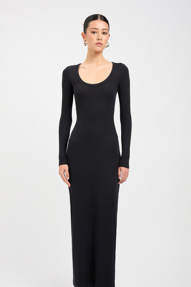 product Sophie Long Sleeve Maxi Dress Kookai Bodycon Maxi Fitted Scoopneck black womens-dresses 