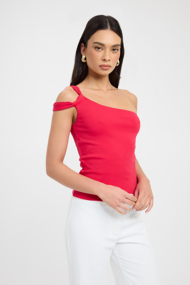 Luna Off Shoulder Top Kookai Fitted Asymmetry Sleeveless Womens-Blouse 
