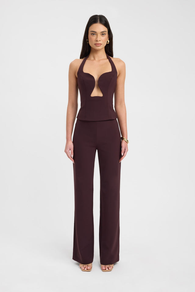 side Alto Low Cut Top Kookai Fitted Plungeneck Sleeveless Womens-Blouse 