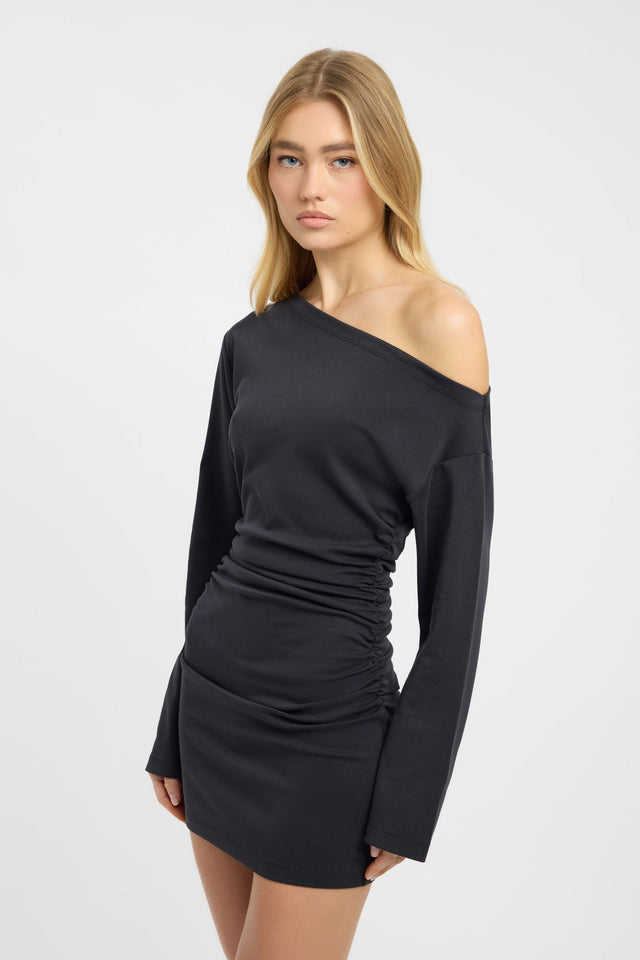black long sleeve dress nz Nova Off Shoulder Long Sleeve Dress – NZ KOOKAÏ