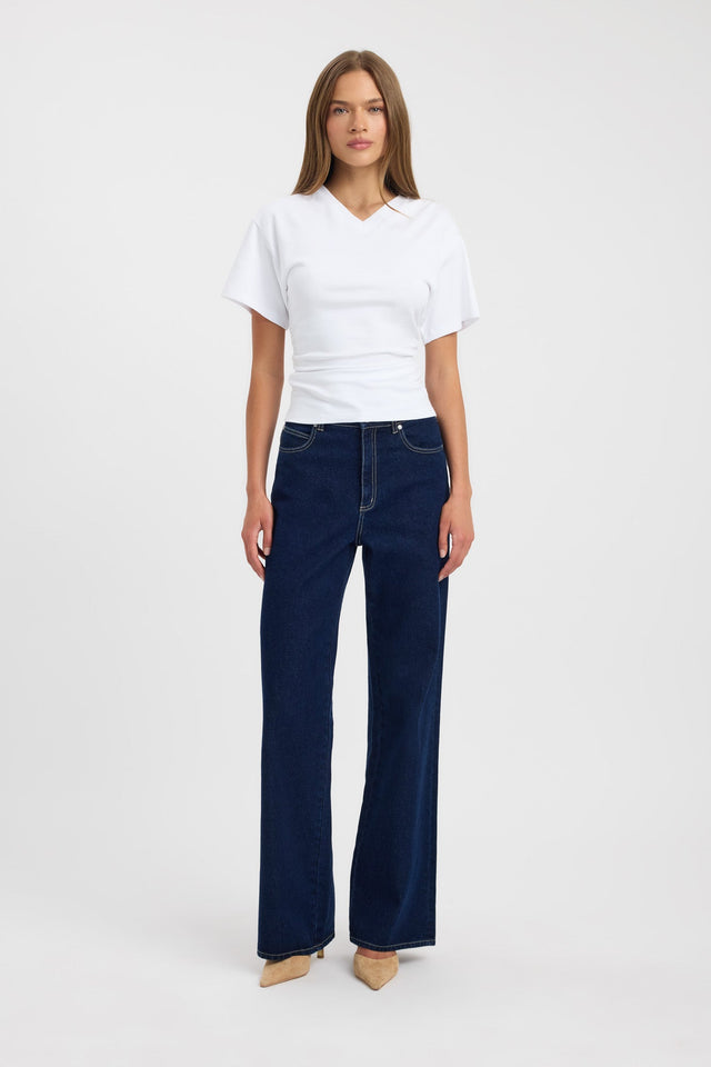 side Nova Vee Neck Tee Kookai Fitted V-neck Short sleeves Womens-Blouse 