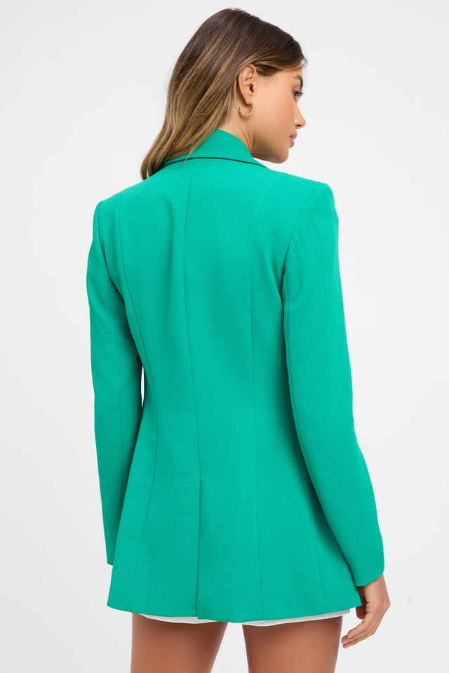 front Oyster Slim Blazer Kookai Long sleeve Full length white womens-coats-and-jackets 