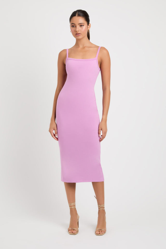 product Dottie Midi Dress Kookai Bodycon Midi Fitted Squareneck pink womens-dresses 