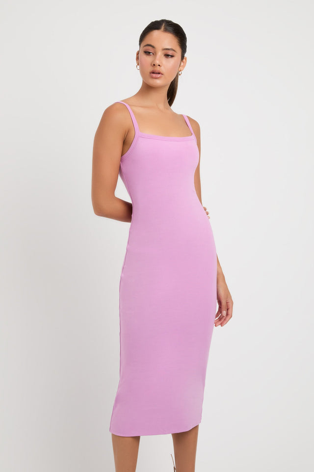 product Dottie Midi Dress Kookai Bodycon Midi Fitted Squareneck pink womens-dresses 