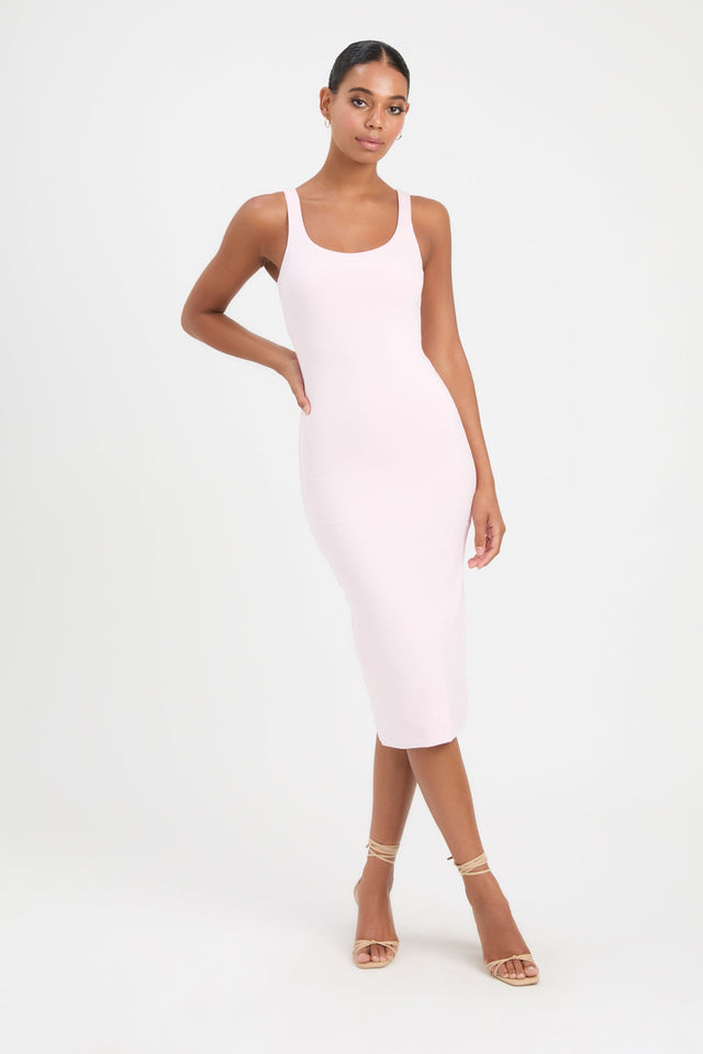 product Larissa Midi Dress Kookai Bodycon Knee length Fitted Scoopneck light pink womens-dresses 