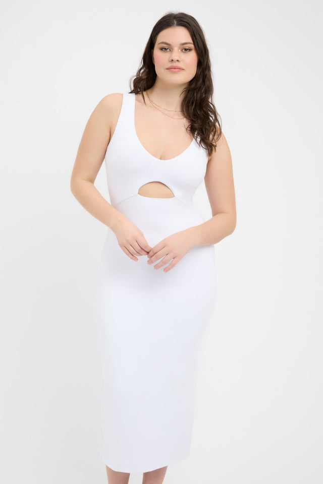 product Rachelle Midi Dress Kookai Straight Midi Fitted Plungeneck white womens-dresses 