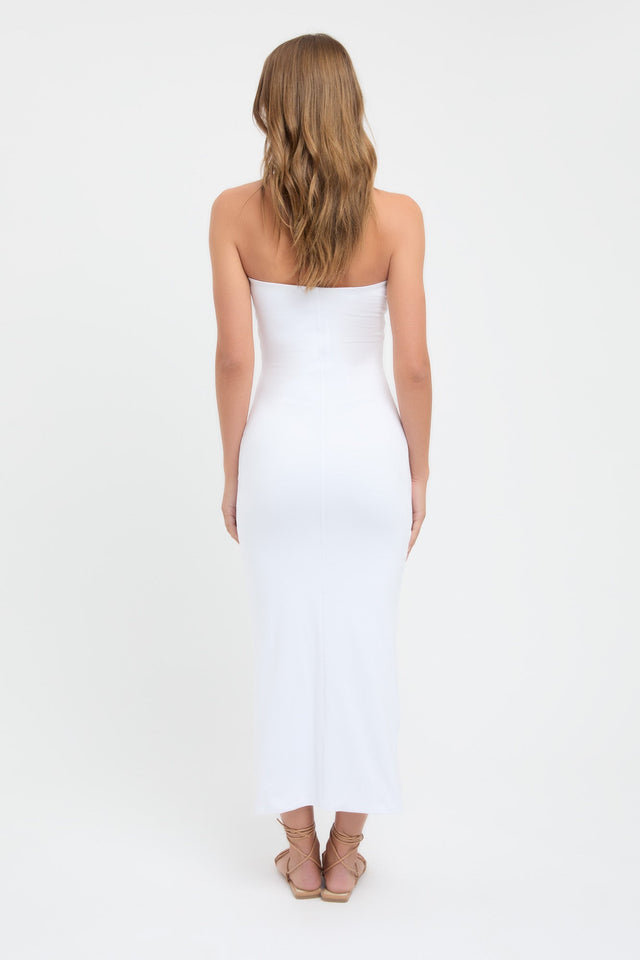 front Matilda Maxi Dress Kookai Straight Midi Fitted Straight white womens-dresses 