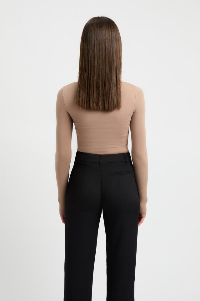 front Rosie Long Sleeve Top Kookai Fitted Highneck Long sleeve Womens-Blouse 