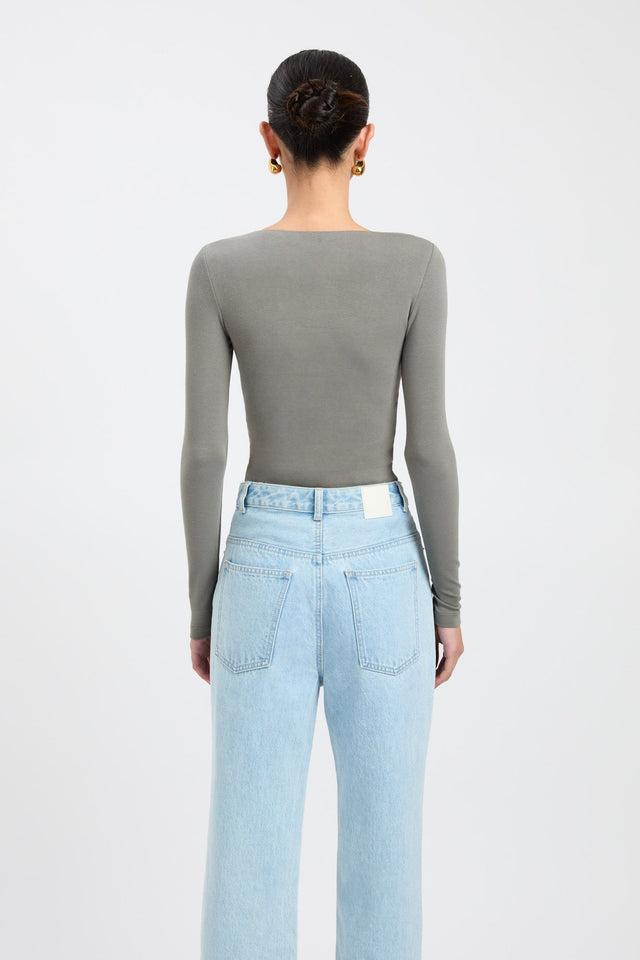 front Rosie Long Sleeve Top Kookai Fitted Boatneck Long sleeve Womens-Blouse 
