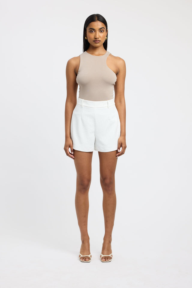 front Oli Tank Kookai Fitted Round beige womens-singlets 