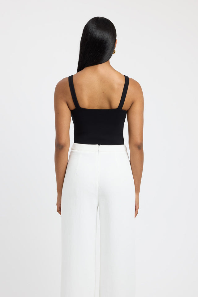 back Madeline Tank Kookai Fitted Thick strap Plunge black womens-singlets 
