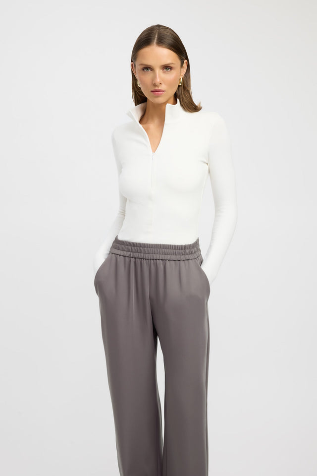 side Beca Long Sleeve Top Kookai Fitted Highneck Long sleeve Womens-Blouse 