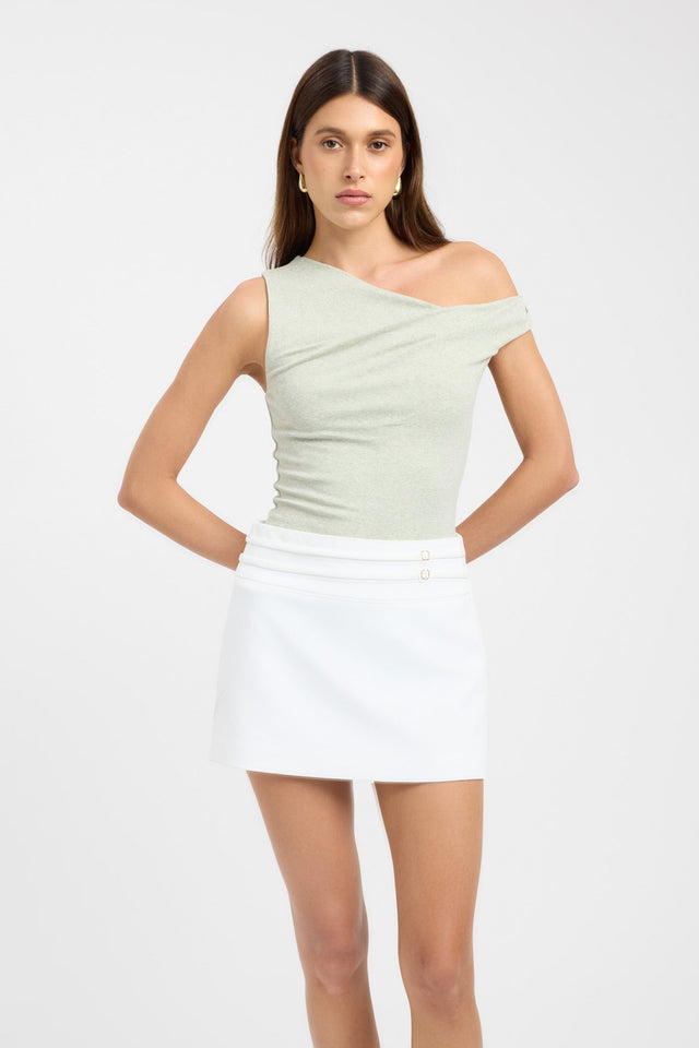 front Greta Top Kookai Fitted Asymmetry Sleeveless Womens-Blouse 