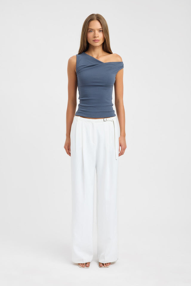 side Greta Top Kookai Fitted Asymmetry Sleeveless Womens-Blouse 