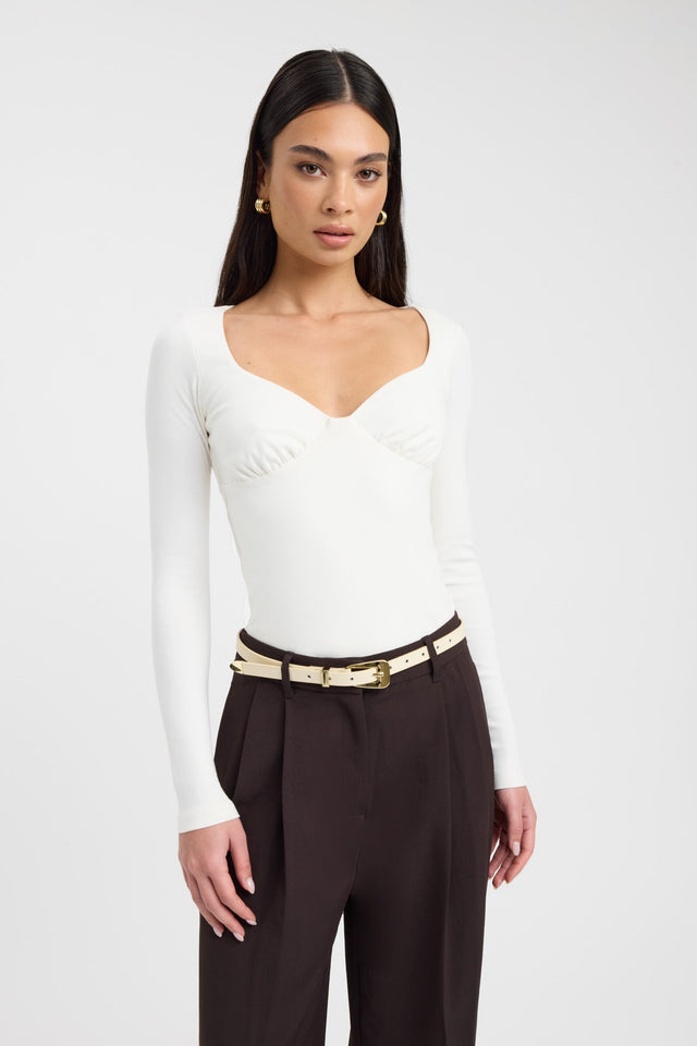 front Lainey Long Sleeve Top Kookai Fitted Sweetheart Long sleeve Womens-Blouse 