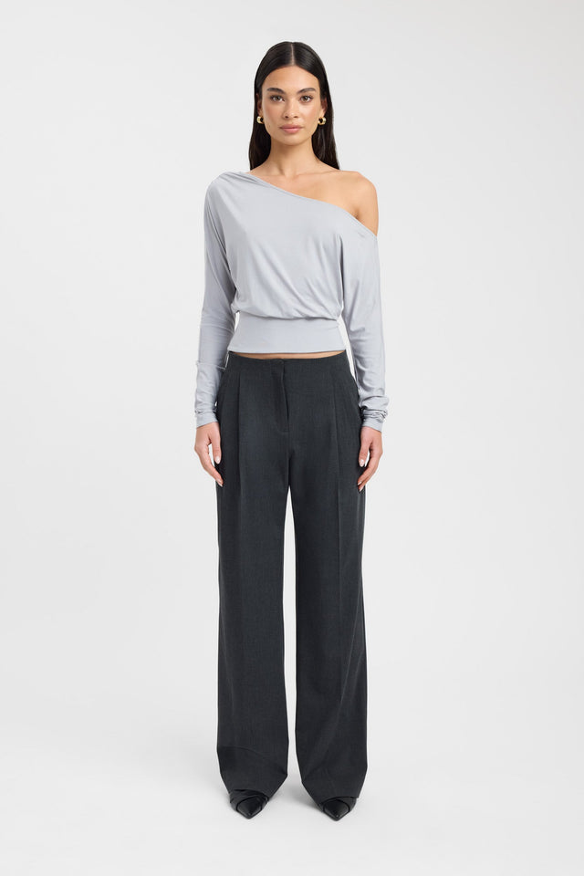 front Anders Top Kookai Fitted Asymmetry Long sleeve Womens-Blouse 