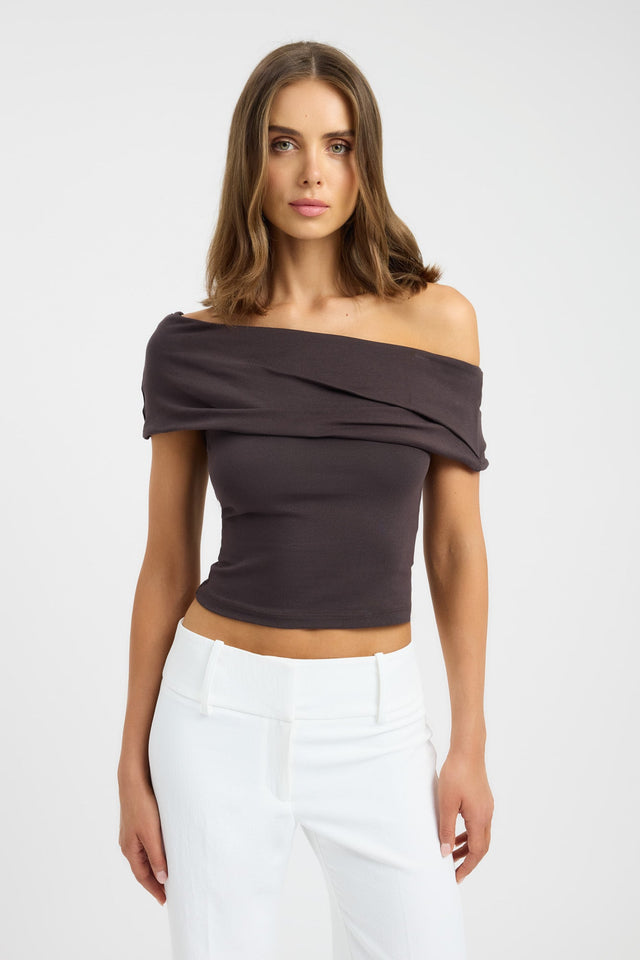 front Tori Top Kookai Fitted Asymmetry Short sleeves Womens-Blouse 