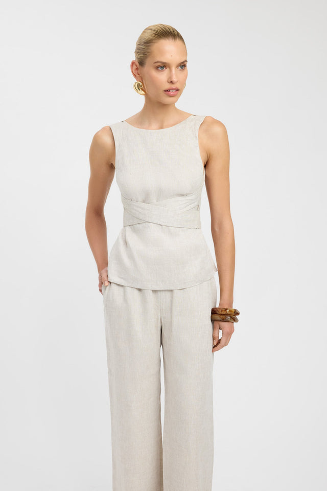 side Tahiti Cross Back Top Kookai Relaxed Roundneck Sleeveless Womens-Blouse 