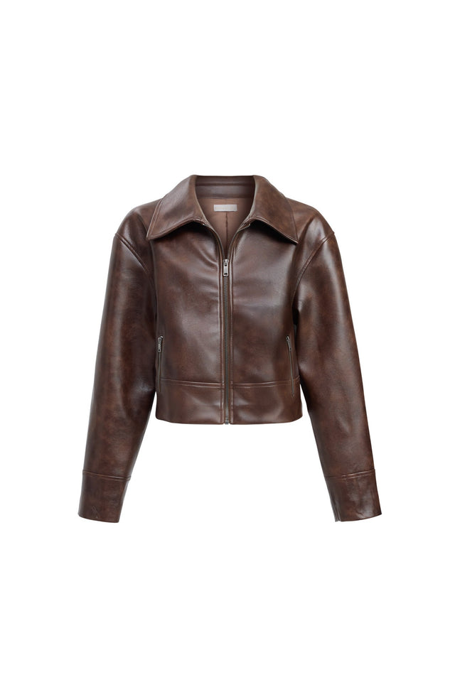 back Phoenix Distressed Jacket Kookai Long sleeve Biker cropped black womens-coats-and-jackets 
