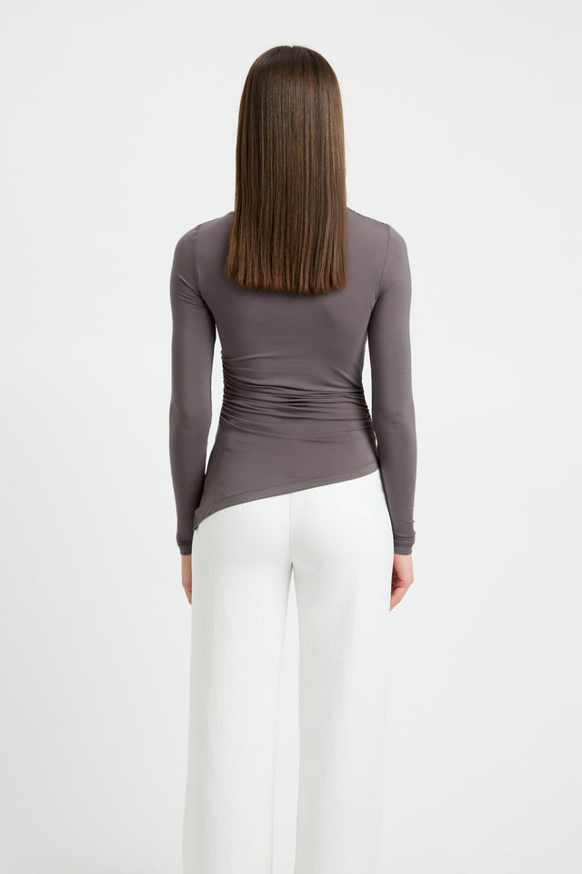 front Silene Asymmetric Top Kookai Fitted Squareneck Long sleeve Womens-Blouse 