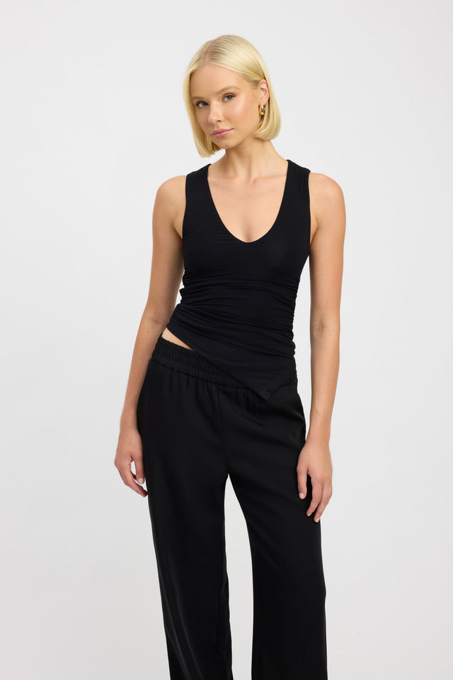 back Mina Top Kookai Fitted Plungeneck Sleeveless Womens-Blouse 