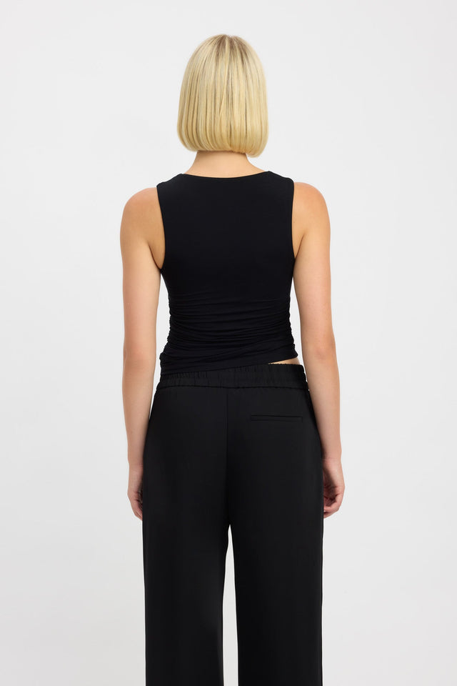 back Mina Top Kookai Fitted Plungeneck Sleeveless Womens-Blouse 
