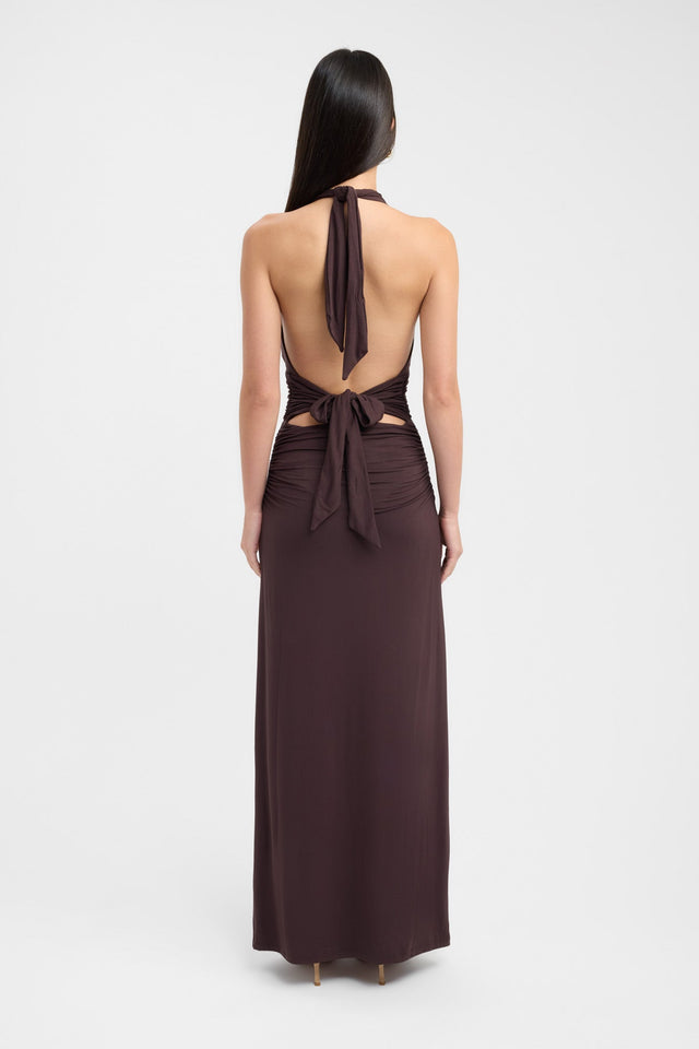 back Leni Maxi Dress Kookai Bodycon Maxi Fitted Plungeneck brown womens-dresses 
