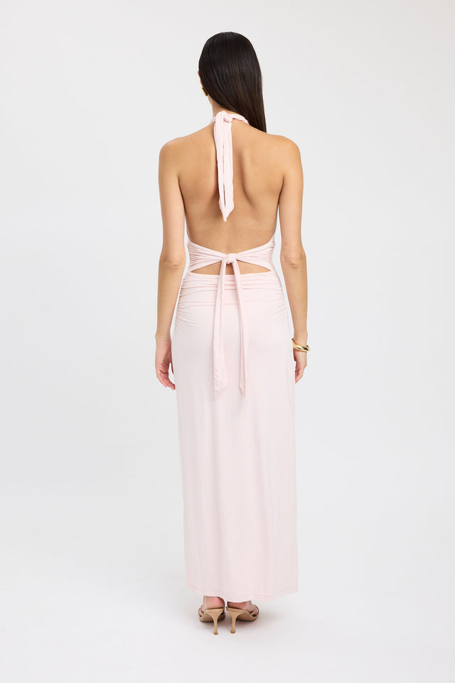 back Leni Maxi Dress Kookai Bodycon Maxi Fitted Plungeneck light pink womens-dresses 