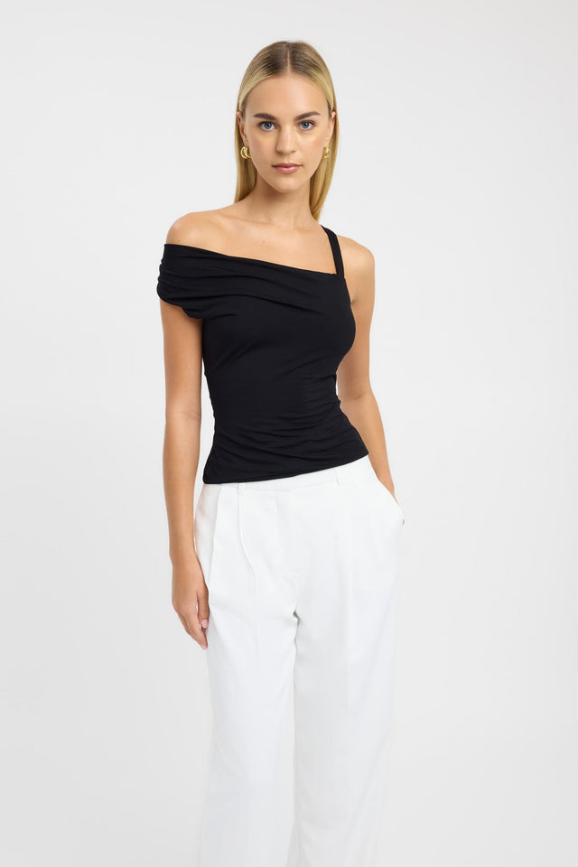 side Jessie Cowl Top Kookai Fitted Cowlneck Sleeveless Womens-Blouse 