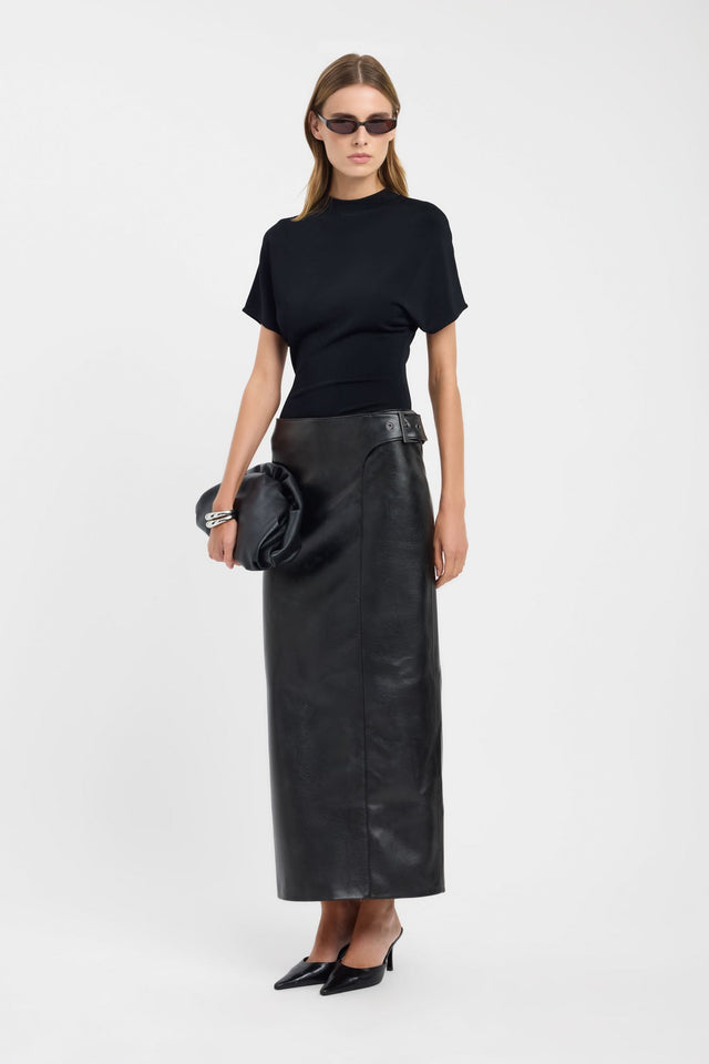 Captured here is the Heavy Phoenix Belted Maxi Skirt in womens-skirts with straight hem in black product