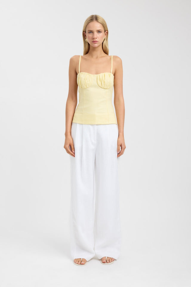 front Tahiti Gathered Bustier Top Kookai Fitted Sweetheart Sleeveless Womens-Blouse 