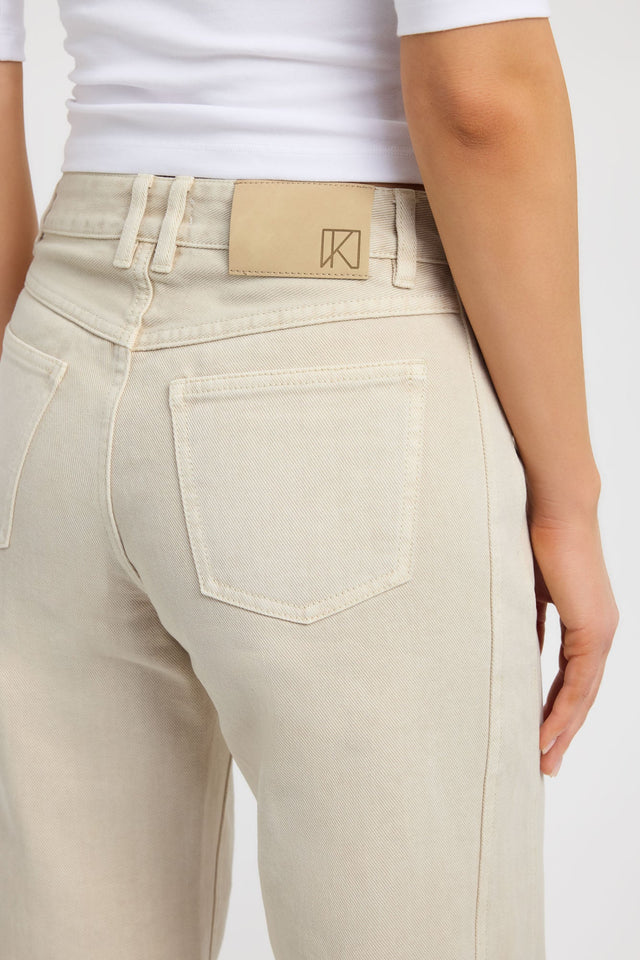 Featuring the Saxon Seam Jean womens-regular-pants in wide-leg high-rise beige detail
