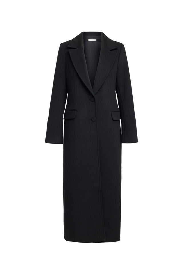 front Vienna Core Coat Kookai Long sleeve Overcoat Full length black womens-coats-and-jackets 