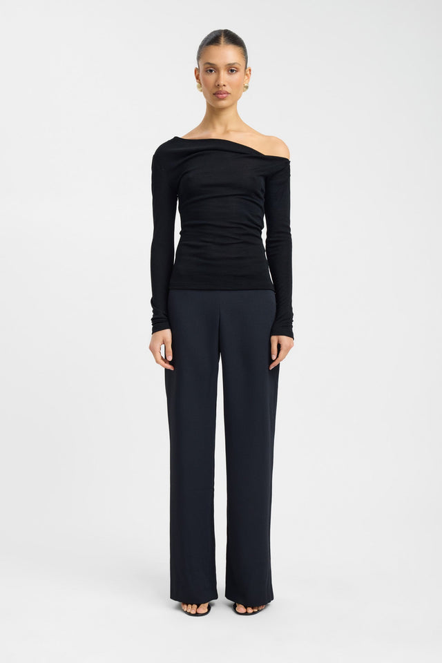 side Whistler Wool Top Kookai Fitted Asymmetry Long sleeve Womens-Blouse 