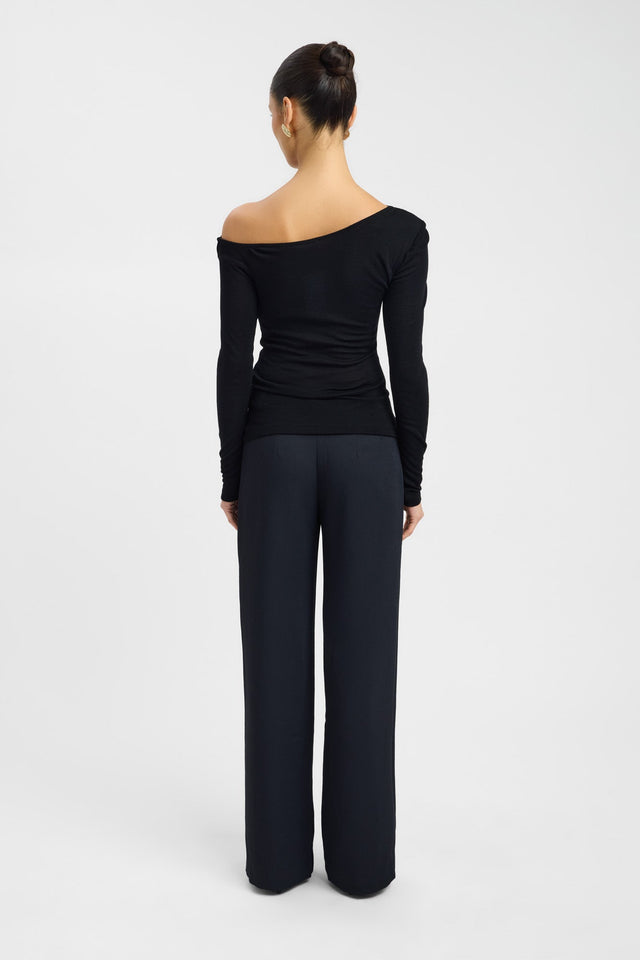 back Whistler Wool Top Kookai Fitted Asymmetry Long sleeve Womens-Blouse 
